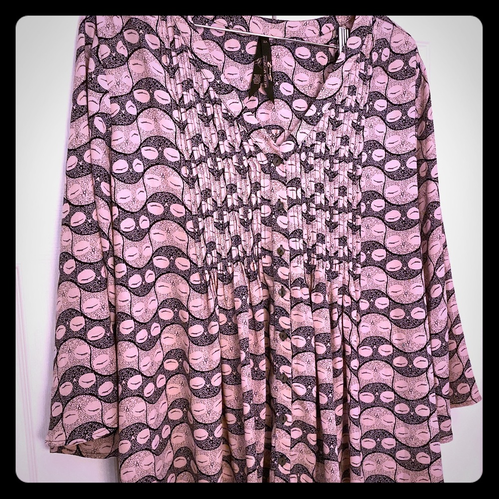 Melissa McCarthy Seven7 Tieback Pink Owl Top 2X